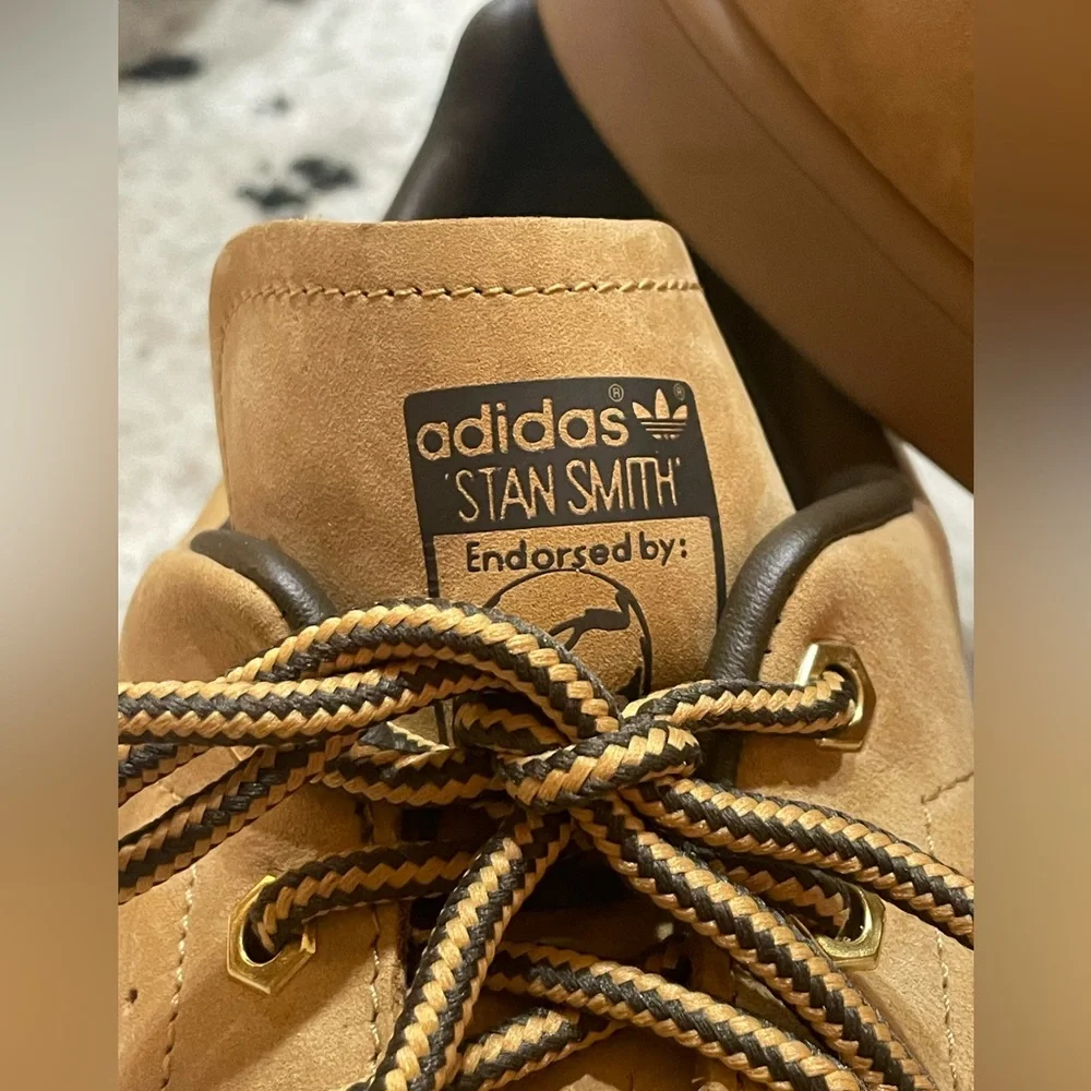 Adidas Stan Smith WP Leather Trainers US Men Sz 14 Suede Wheat Brown